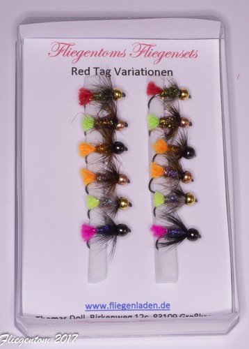 Fliegenset red tag variationen - red,