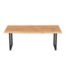 Massivholztisch Eiche Tischpalte 4 cm Baumkante 140x80 cm, mit U-Metallgestell