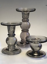 3 Lambert Glas Kerzenleuchter Kerzenständer Kerzenhalter Andratx Grau