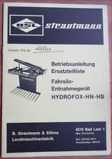 Strautmann Fahrsilo Entnahmegerät Hydrofox Betriebsanleitung + Ersatzteilliste