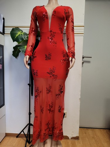 Abendkleid rot pailletten - ,