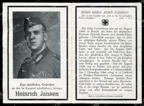 Sterbebild soldat wehrmacht - soldat,