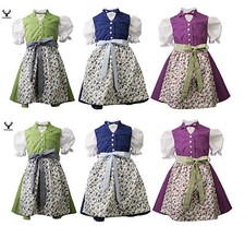 Kinder Dirndl mit Bluse und Schürze 3tlg grün blau lila Emilie Trachten 