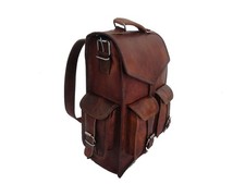 Rucksack Tasche Leder Laptop Herren Echt Reiserucksack Neu Vintage Braun
