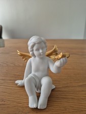 Rosenthal classic Engel weiß matt mit goldenen Flügeln und goldenem Stern