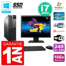 PC Lenovo M82 SFF Bildschirm 19" i7-2600 RAM 16GB SSD 240GB DVD-Brenner Wifi W7