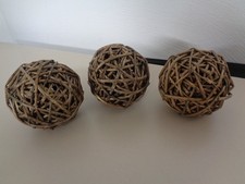 Weide Kugel, Deko aus Naturweide, handgearbeitet, 10cm, 3 St