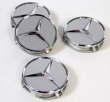 4x Für MERCEDES BENZ Nabendeckel 75mm Nabenkappen Felgenkappen Silber Matt NEU.