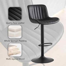1 schwarzer PU-Leder Barhocker