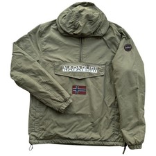 Napapijri Rainforest Herren Jacke L grün Anorak Winter Fleece gefüttert Pull On