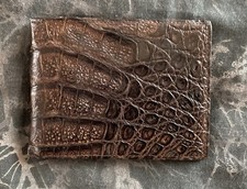 Vintage Geldbörse Portemonnaie Krokoleder braun 12,5 cm x 9,5 cm