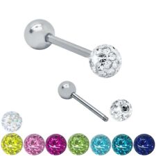 Piercing Piercingstab Barbell Zunge Brust Stab Kristall Straß Kugel Edelstahl