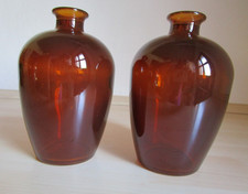 2 Vasen Glasflaschen - braun - ca. 16,5 cm hoch - TOP!