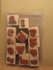Stampin Up Vintage Holzhalterung Stempelset namens Broadsheet Alphabet