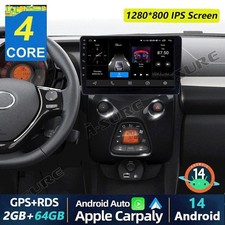 64GB Android 14 Autoradio Carplay Für Toyota Aygo Citroen C1 Peugeot 108 2014-21