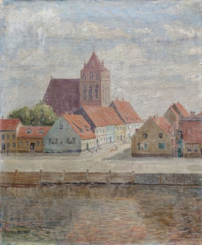 Gemälde alte stadt ansicht - gemälde:, stadt-ansicht