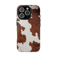 Cow Print Hülle für iPhone 13 14 15 16 Pro Max Braun-Weißes Kuhfell Muster