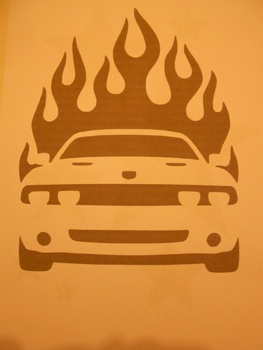 Schablone auto flammen auf - auto, a4