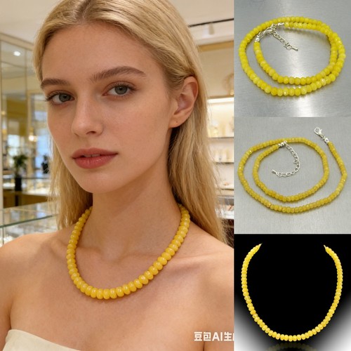 Gelb jade kette halskette - jade-kette,