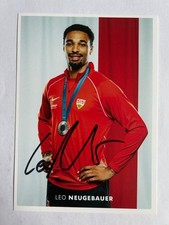 original sign. Autogrammkarte Olympia Leichtathletik Zehnkampf Leo Neugebauer