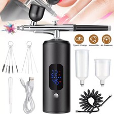Tragbar Airbrush Set Spritzpistole mit Kompressor Kabellose Mini Air Brush Akku