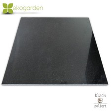 Granit Fliese Naturstein Platte Terrasse Schwarz Black Pearl poliert 60x60x2 cm