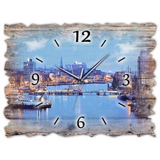 BM Holz Wanduhr leise lautlos Funkwanduhr gross XXL Shabby Vintage 9823-H1-funk