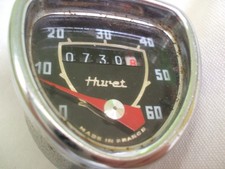 HURET Tachometer,nur 730 km Oldtimer Fahrrad Mofa,Moped,Mokick,Chrom,60 km/h