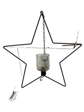 Kaheku Windlicht Stern Hängeleuchter Kerzenhalter Schwarz Modern Metall Glas