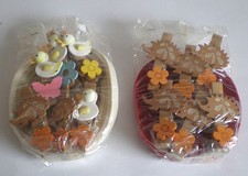 12 Holzklammern 6,5 cm mit Igel und Enten sowie 2 Filzbänder Girlande Kette