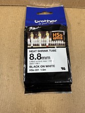 Brother HSe Schrumpfschlauch Bandkassette 8,8 mm x 1,5 m schwarz auf weiß HSe221E