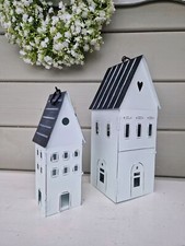 Windlicht Häuschen Set Weiß
