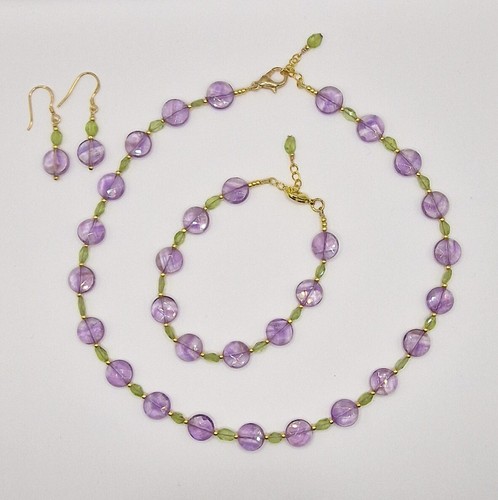 Amethyst und peridot halskette - amethyst,