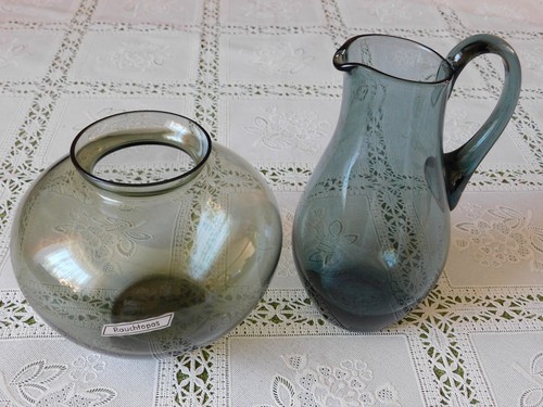 Vintage rauchglasvasen - vintage,