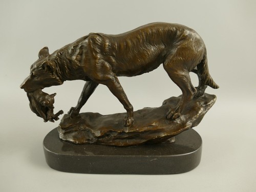 Bronze figur wolf mit - bronze, figur,
