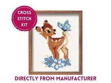 RIOLIS gezähltes Kreuzstich-Set 210 Reh - kleines Baby Hirsch & blauer Schmet...