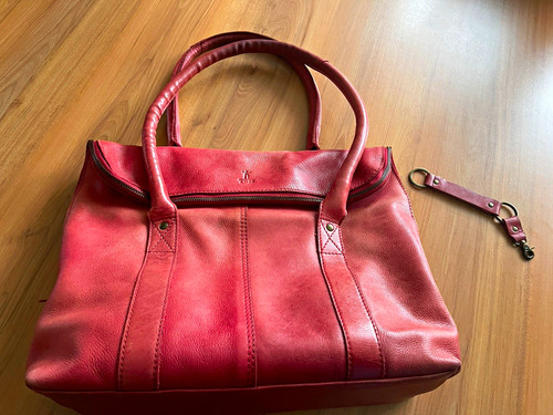 Rote leder reisetasche - rote,