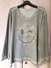 edeles Sweat - Shirt - Pullover von KjBrand  Gr. 52 - Smile - Gesicht  Glitzer