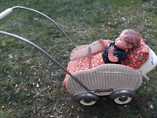 Nostalgie-Sport-Puppenwagen aus Korb - 50er-Jahre, OHNE Puppe, Griff umbaubar 