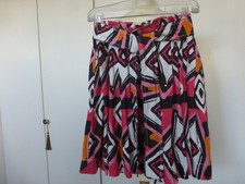 Zara Woman Skaterrock  M weiter Rock knielang Leinen bunt Schleife Paperbag Bund