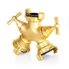 3/4" Y-Verteiler mit Absperrhahn GEKA System 3-Wege Messing Schlauch Y Verteiler