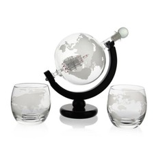 Globe Kristallkugel +2 Gläser Globe Decanter Gin Whisky Spender 800ml Neu