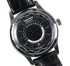 Wempe Uhr Zeitmeister GMT Chronometer WM340001 Edelstahl Lederband 42mm Herren