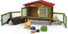 schleich FARM WORLD | Kaninchenstall 42728 | Set aus 3 Kaninchen, mit Stall, Fut