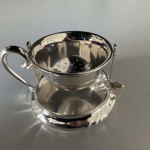 Teesieb mit tropfschale - tropfschale, silber