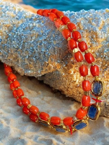 Designer kette koralle kyanit - kette,