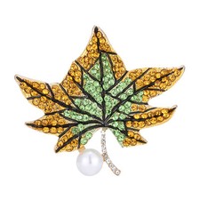 Brosche Ahorn Perle Gold