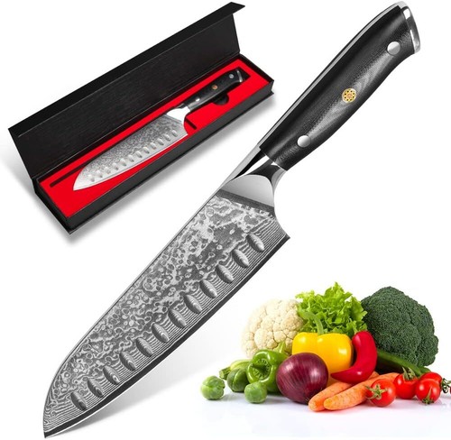 Zoll damast santoku - 7-zoll, santoku-messer