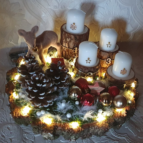 28cm holz adventsgesteck - 28cm,