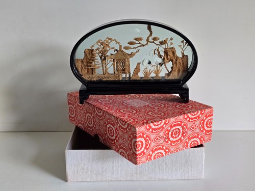 Vintage kork bild diorama - vintage,